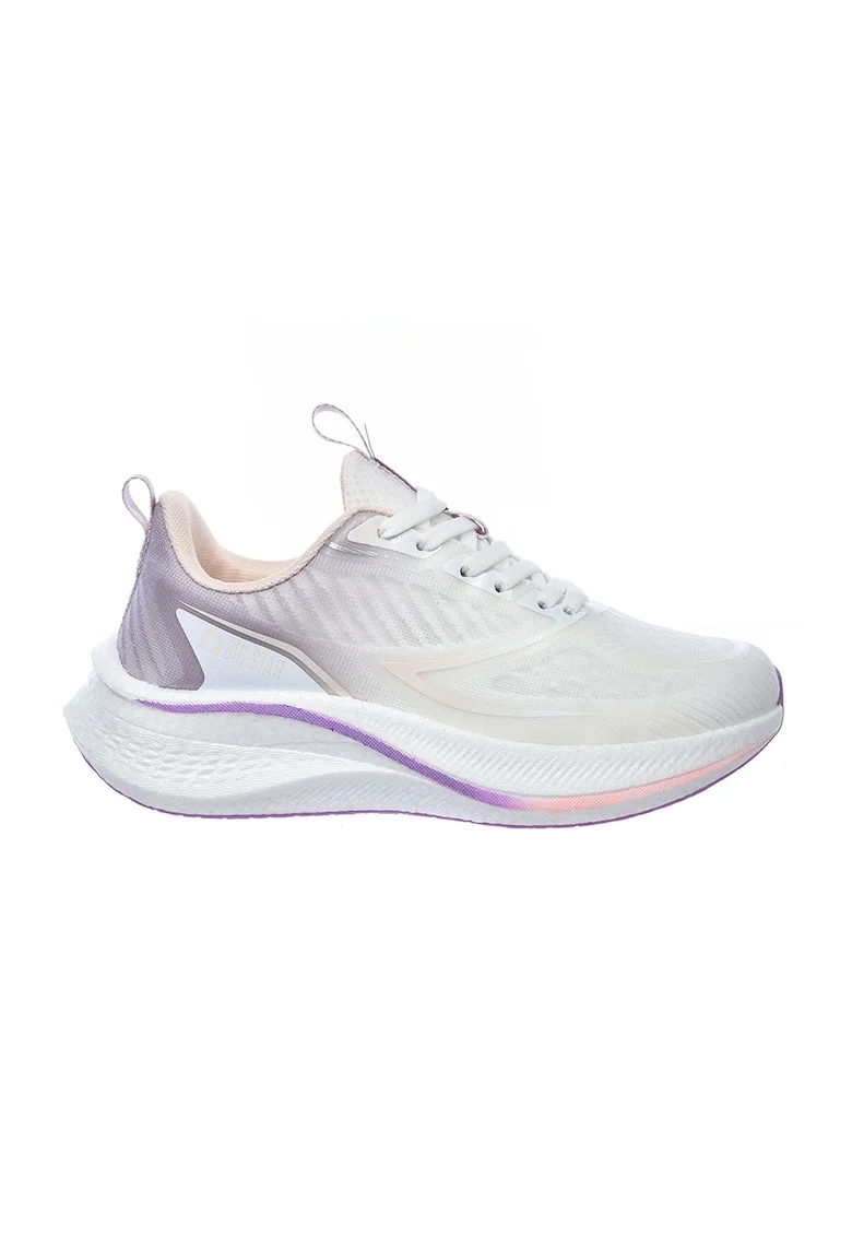 Pantofi sport cu talpa wedge si garnituri din material sintetic, Alb/Violet