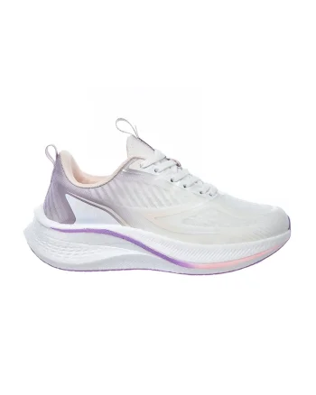 Pantofi sport cu talpa wedge si garnituri din material sintetic, Alb/Violet