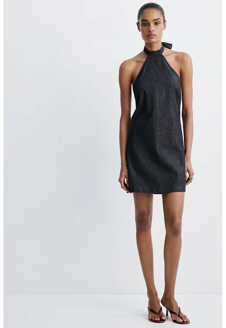 Rochie mini cu decolteu halter, Albastru ultramarin