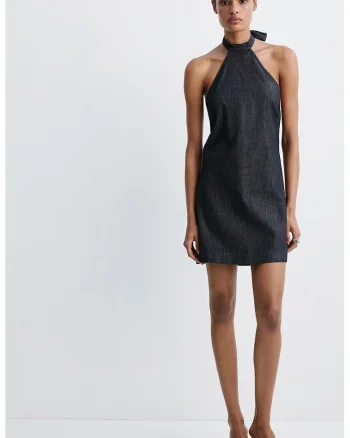 Rochie mini cu decolteu halter, Albastru ultramarin