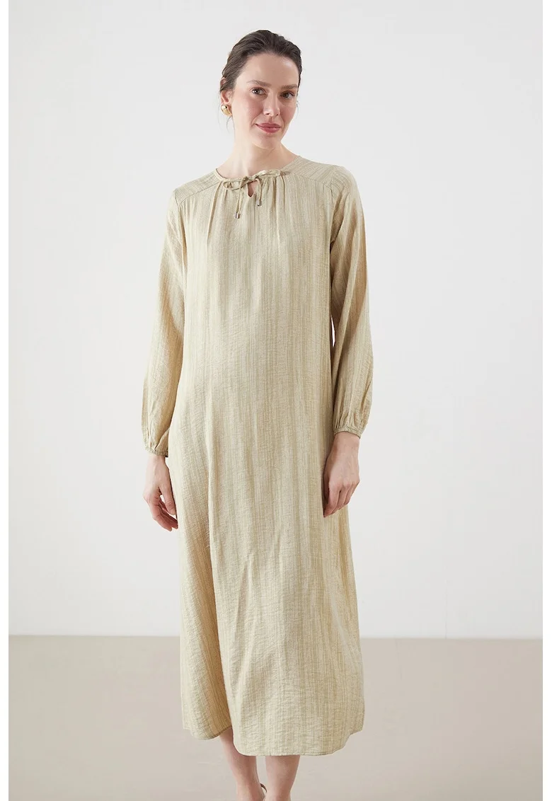 Rochie midi cu croiala dreapta, Bej deschis