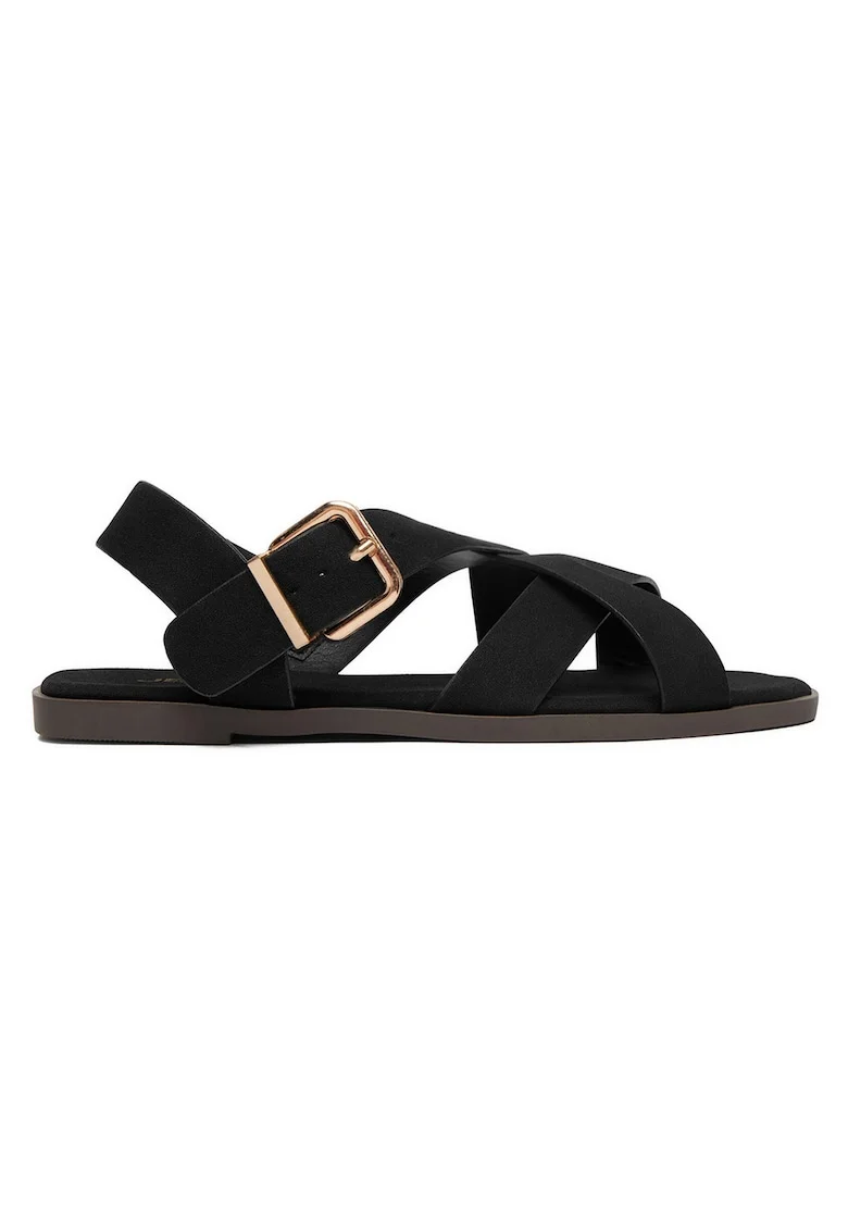 Sandale dama  negru, material textil, Negru