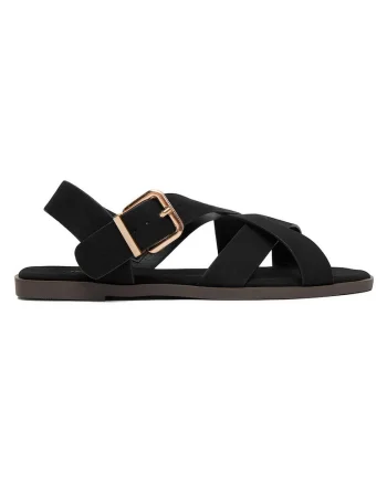 Sandale dama  negru, material textil, Negru