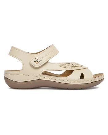 Sandale dama  sistem inchidere Velcro, Bej