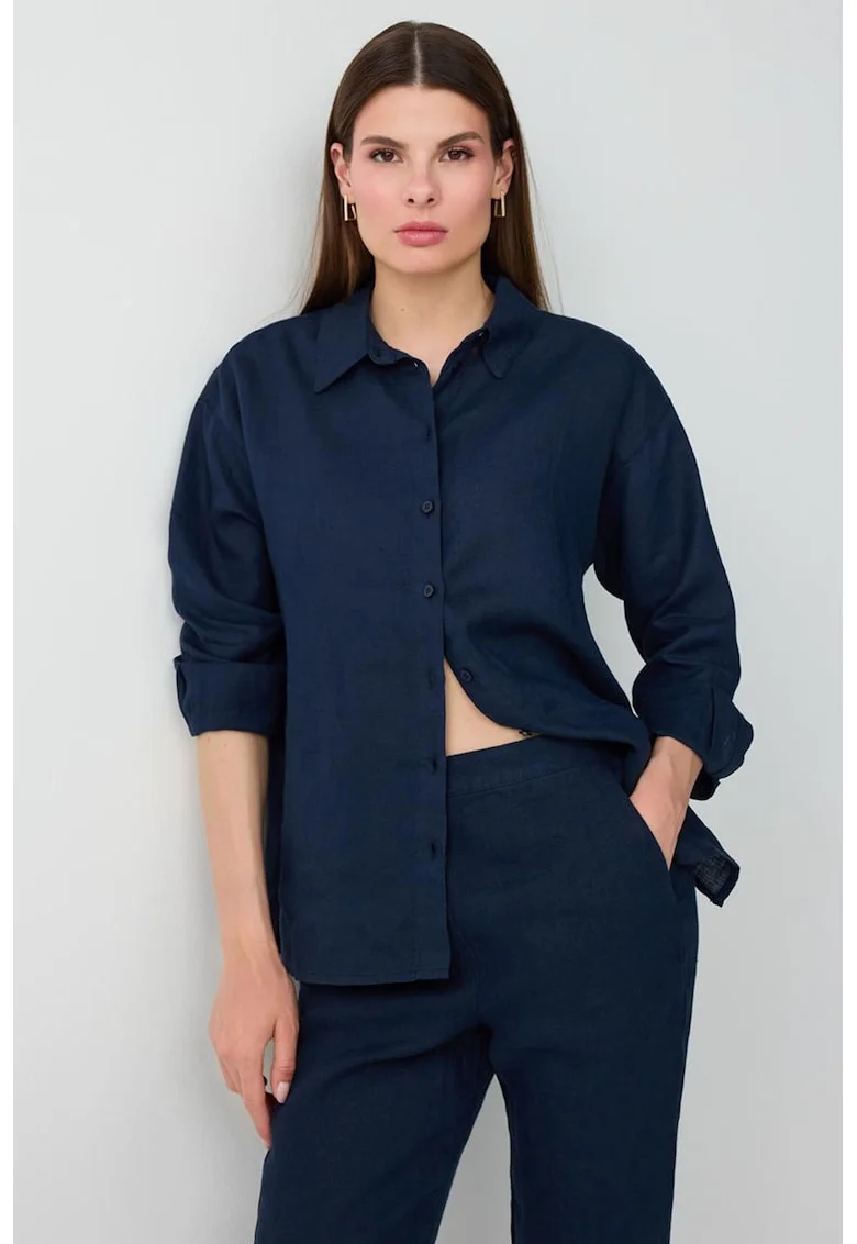 Camasa de in cu guler clasic, Bleumarin