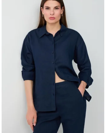 Camasa de in cu guler clasic, Bleumarin