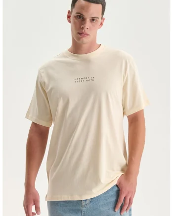 Tricou de bumbac cu imprimeu, Bej deschis