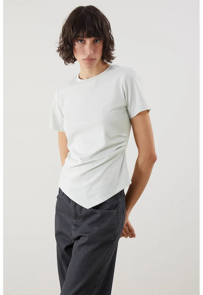 Tricou asimetric din bumbac, Gri deschis