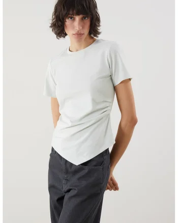 Tricou asimetric din bumbac, Gri deschis