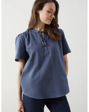 Bluza cu maneci bufante, Albastru inchis