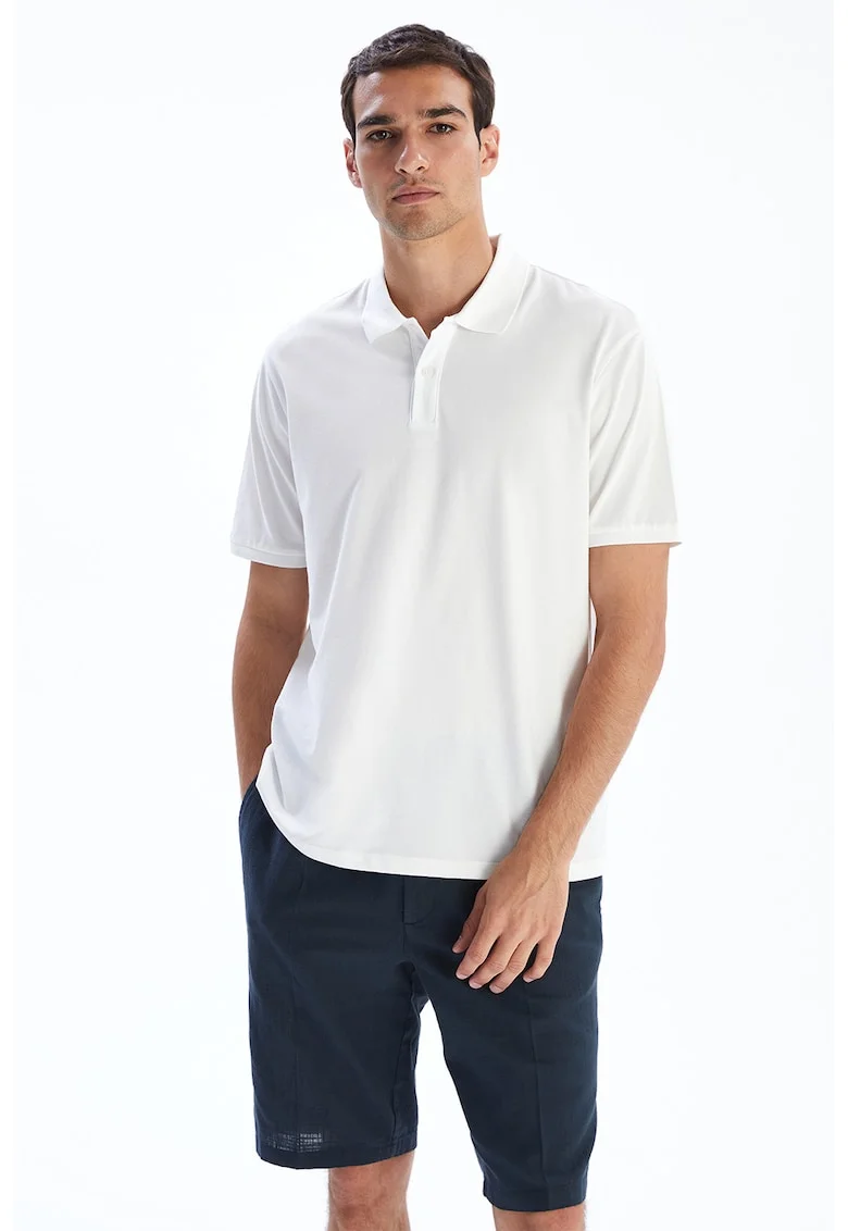 Tricou polo cu croiala regular-fit, Alb optic