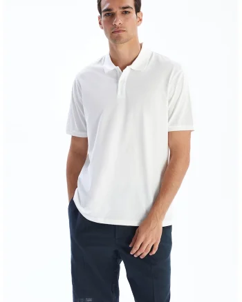 Tricou polo cu croiala regular-fit, Alb optic