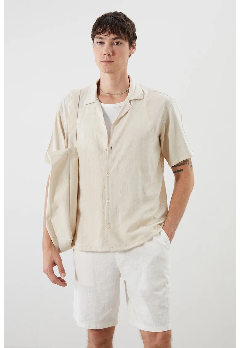 Camasa regular-fit cu maneci scurte, Bej deschis