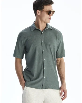 Camasa regular-fit cu guler clasic, Verde pal