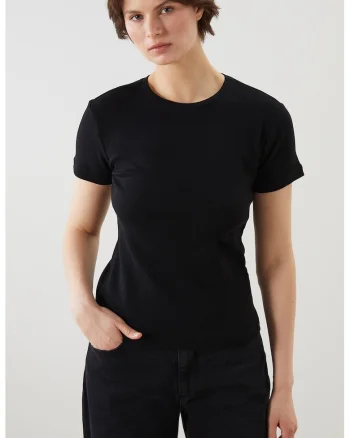 Tricou slim-fit din amestec de modal, Negru
