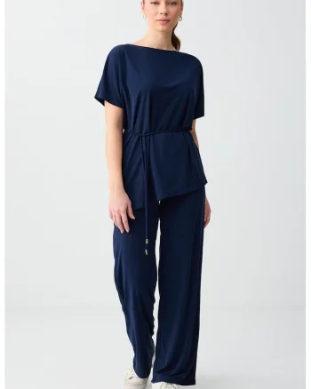 Pantaloni uni relaxed fit, Albastru inchis