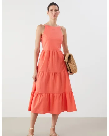Rochie evazata fara maneci, Coral