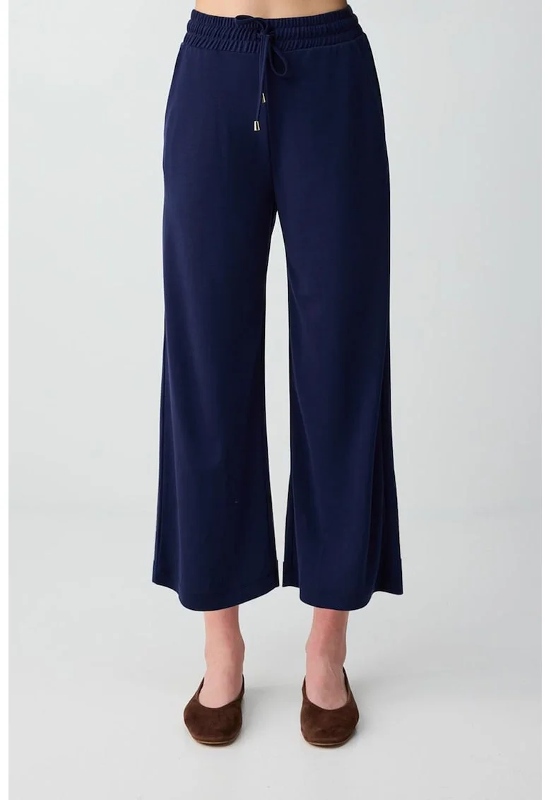 Pantaloni relaxed-fit cu snur in talie, Bleumarin