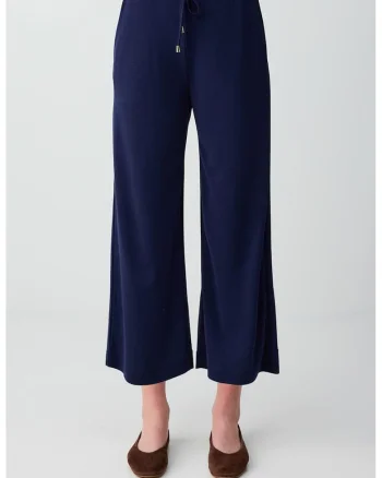 Pantaloni relaxed-fit cu snur in talie, Bleumarin