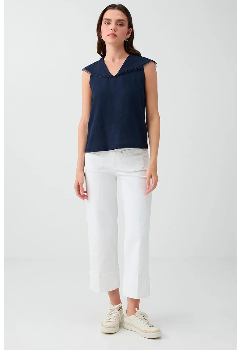 Pantaloni crop drepti, Alb