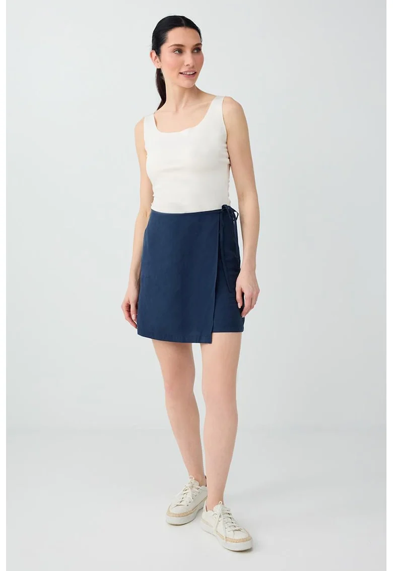 Fusta-pantalon scurta din amestec de modal cu croiala dreapta, Bleumarin