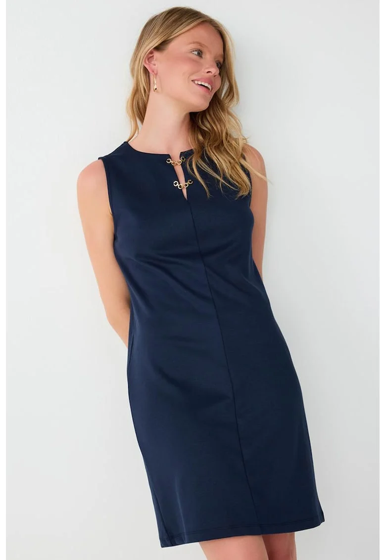 Rochie uni cu croiala dreapta, Bleumarin