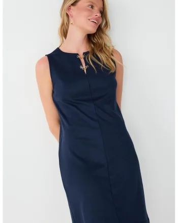 Rochie uni cu croiala dreapta, Bleumarin