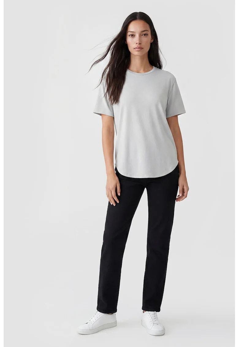 Tricou lejer din amestec de modal, Gri deschis