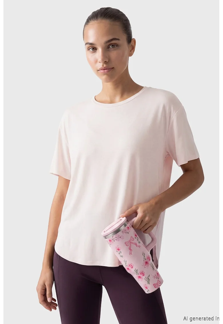 Tricou lejer din amestec de modal, Roz pal