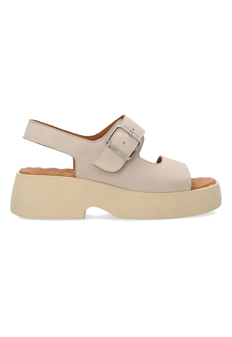 Sandale demi-wedge din piele