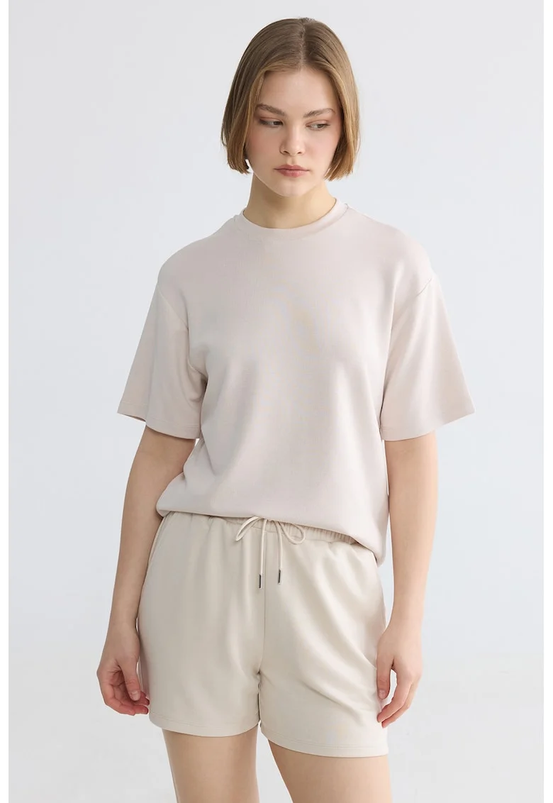 Tricou regular-fit cu maneci cazute, Bej sampanie