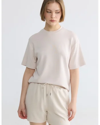 Tricou regular-fit cu maneci cazute, Bej sampanie