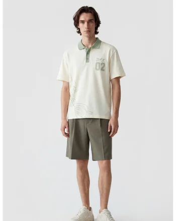Tricou cu imprimeu pe spate, Alb fildes/Verde fistic
