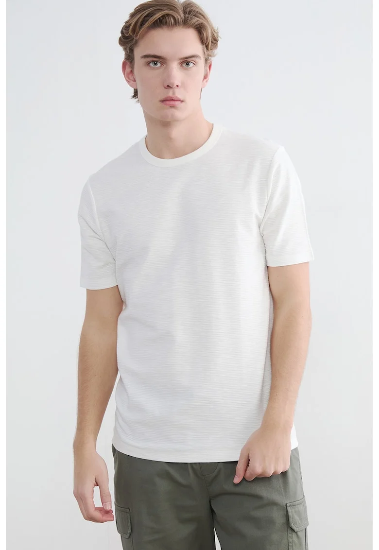 Tricou cu decolteu rotund, Alb