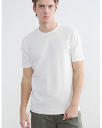 Tricou cu decolteu rotund, Alb