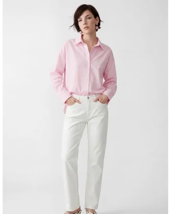 Camasa regular fit uni de bumbac, Roz deschis