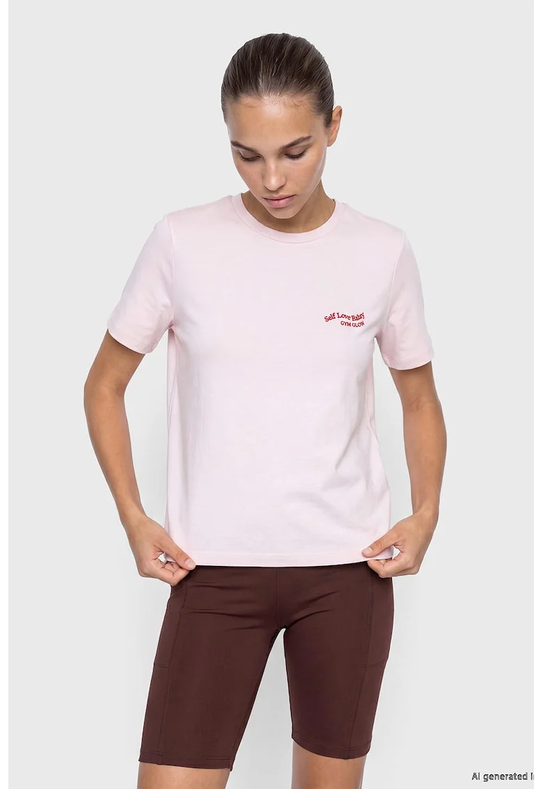 Tricou din amestec de modal, Roz zmeuriu/Roz pal