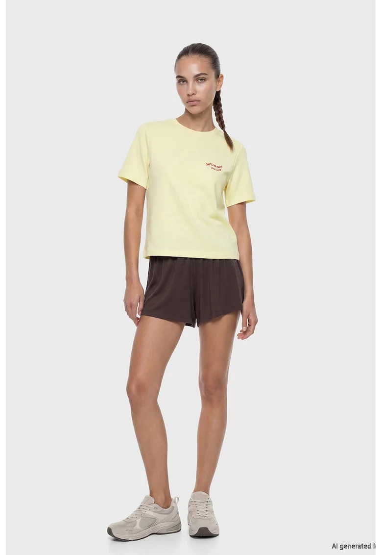 Tricou din amestec de modal, Galben pastel