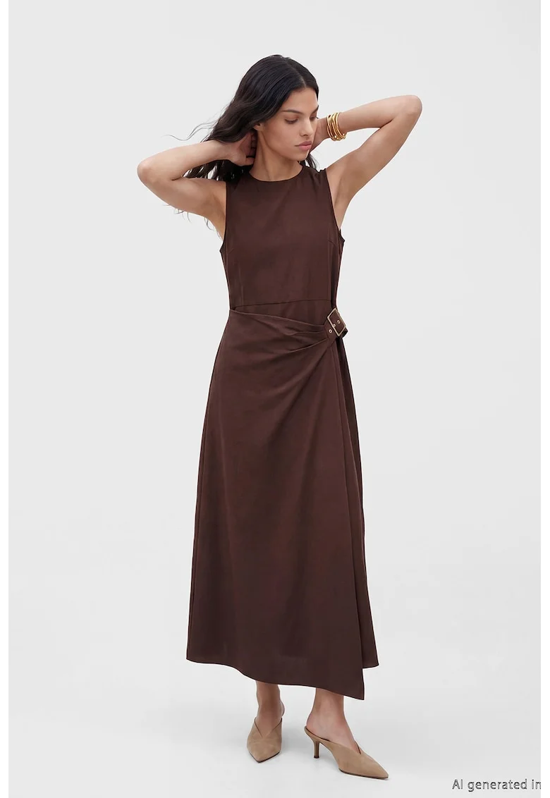 Rochie midi fara maneci, Maro inchis