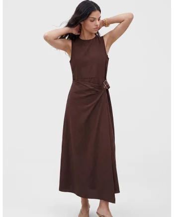 Rochie midi fara maneci, Maro inchis