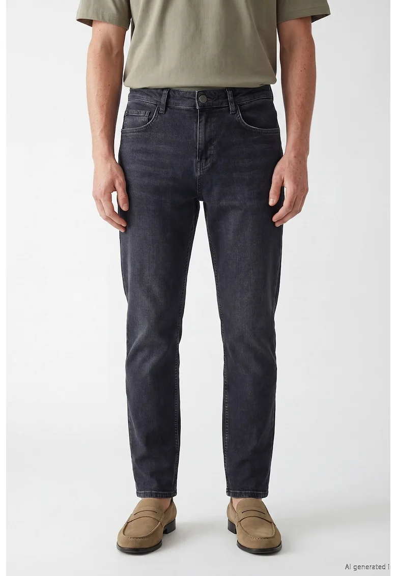 Blugi regular fit cu 5 buzunare, Gri inchis