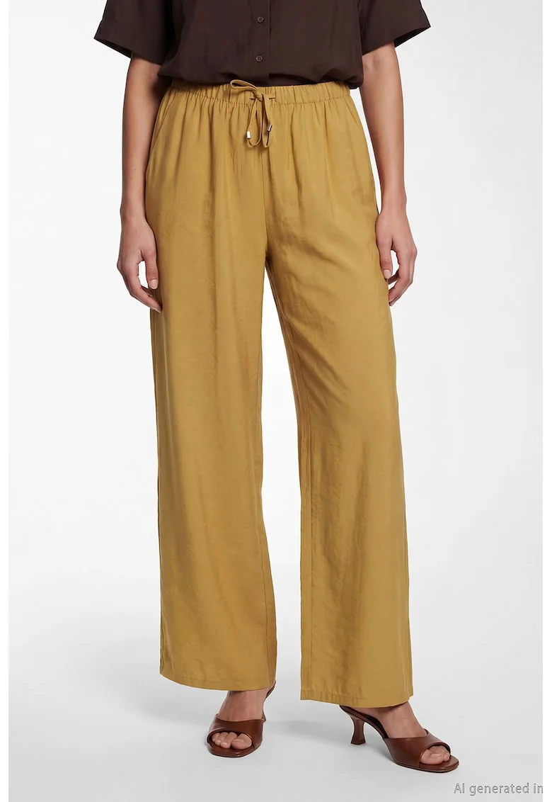 Pantaloni din amestec de modal cu snur, Galben miere