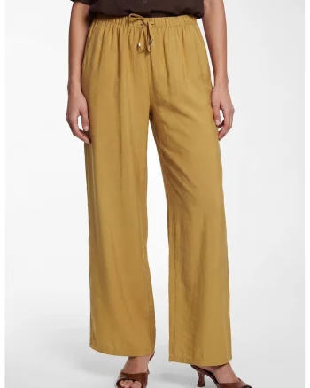 Pantaloni din amestec de modal cu snur, Galben miere