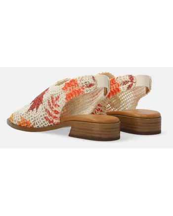Sandale textile cu imprimeu frunze