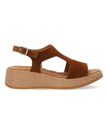 Sandale wedge uni din piele intoarsa