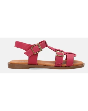 Sandale plate din piele cu barete