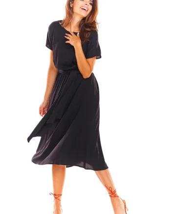 Midi Rochie Maneca scurta, Viscoza Galben A296