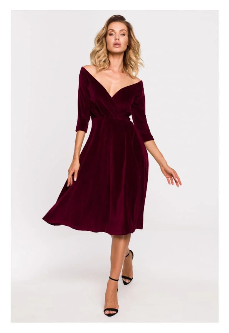 Rochie midi, Bumbac, Roz