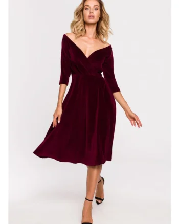 Rochie midi, Bumbac, Roz