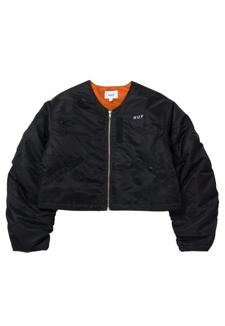 Geaca crop cu maneci bufante,